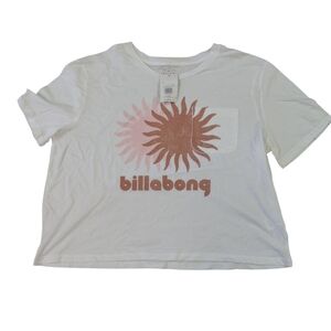 Billabong Kids White Tee with Pink and Brown Sunburst